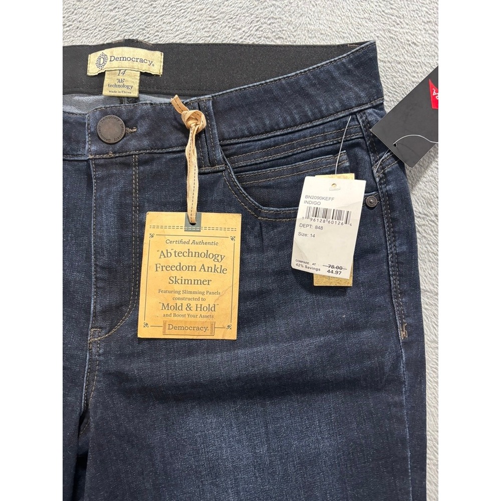 Democracy Ab Technology Freedom Ankle Skimmer Jeans Indigo Blue Womens 14 NEW - Picture 8 of 12